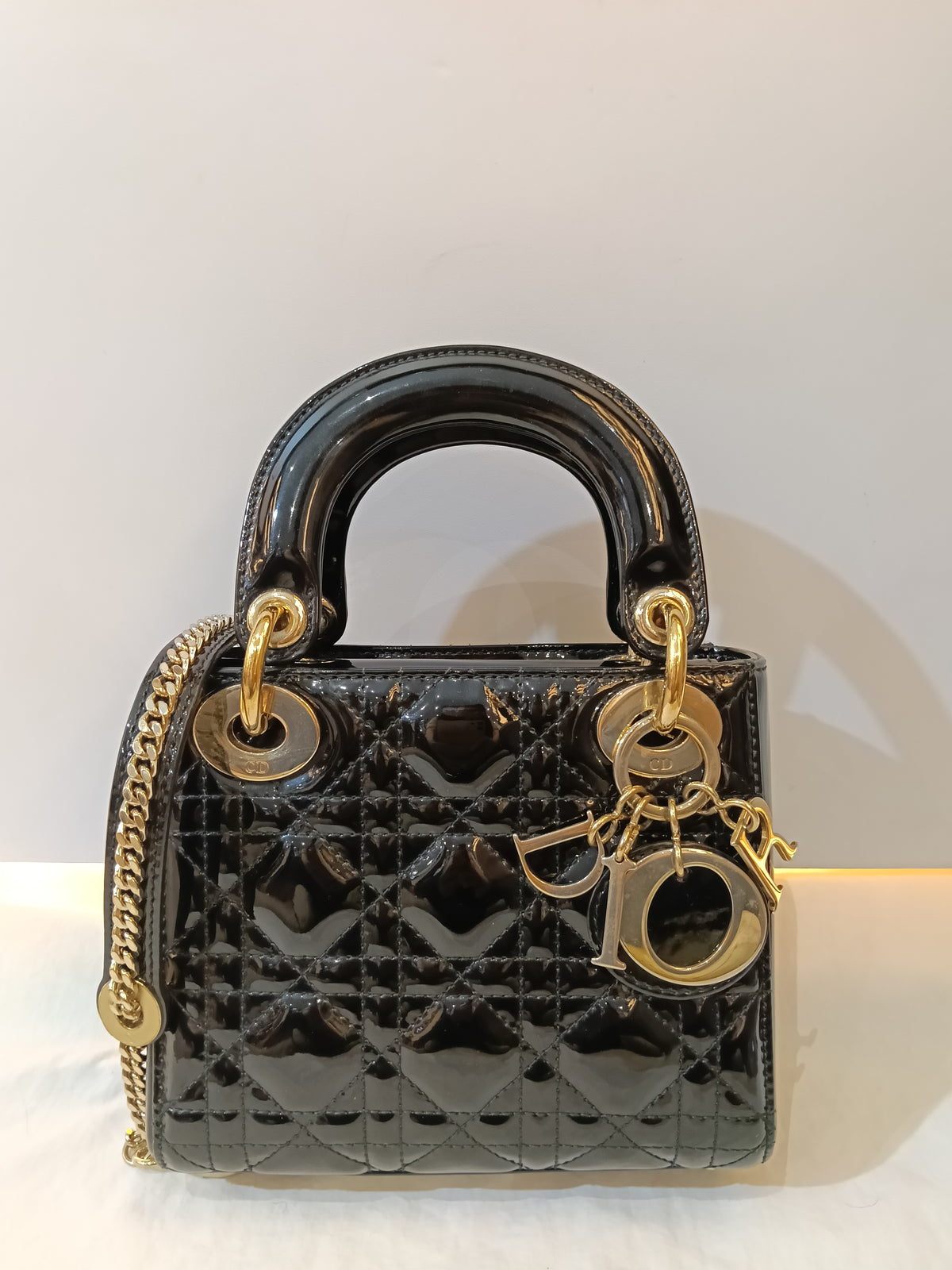 Lady Dior Mini Patent Black GHW 2016