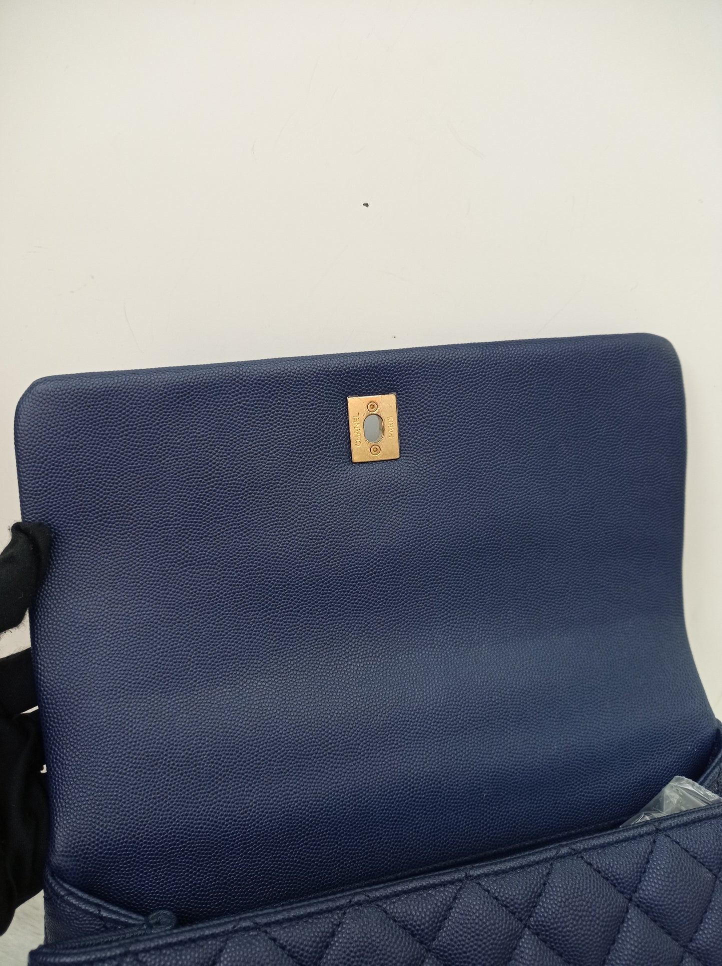 Chanel Coco Handle Medium Caviar Blue Handle Lizard GHW #24