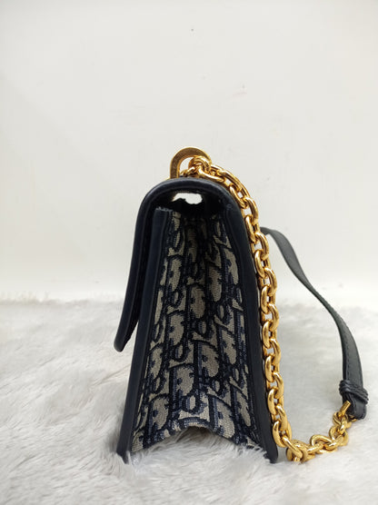 Dior Montaigne 30 Chain Flap Oblique Navy GHW 2020