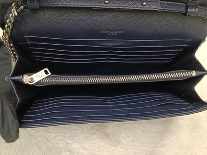 YsL WOC 22 Matelasse Monogramme Grained Navy SHW 2018