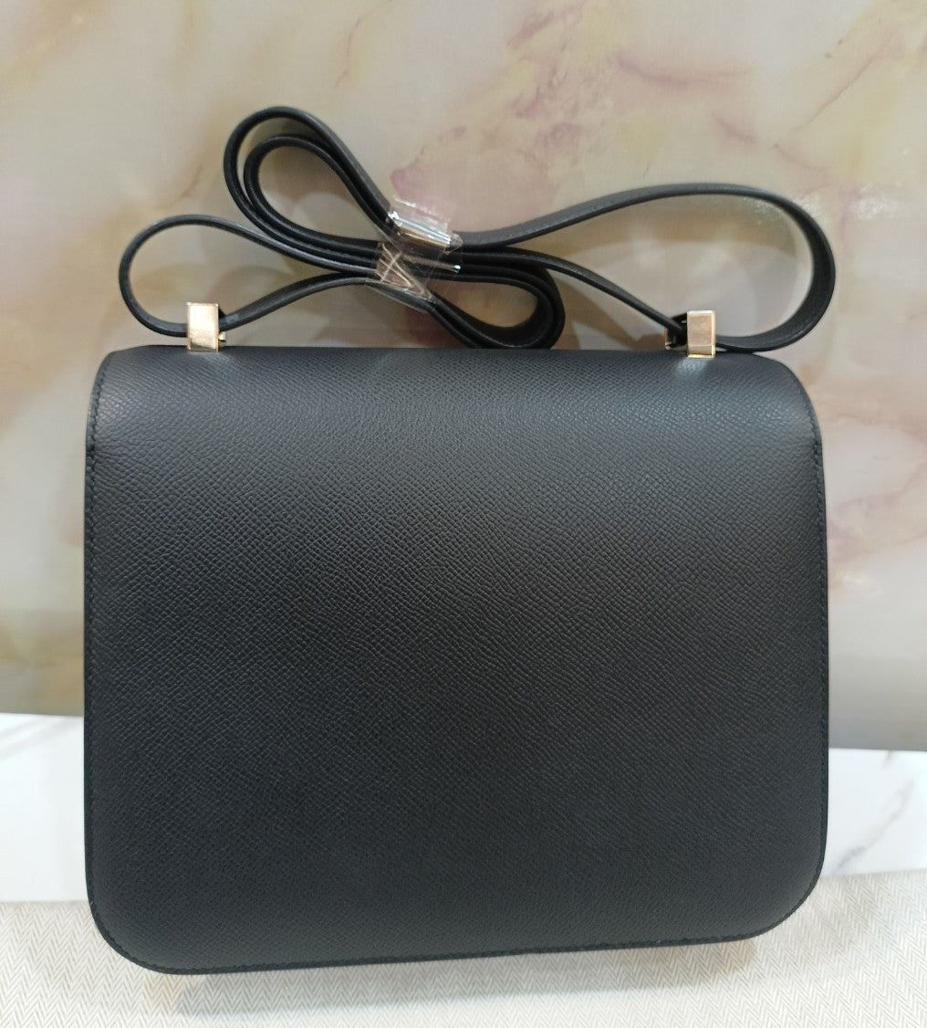 Hermes Constance 24 Epsom Noir PHW #D