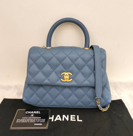 Chanel Coco Handle Small Caviar Blue GHW #25