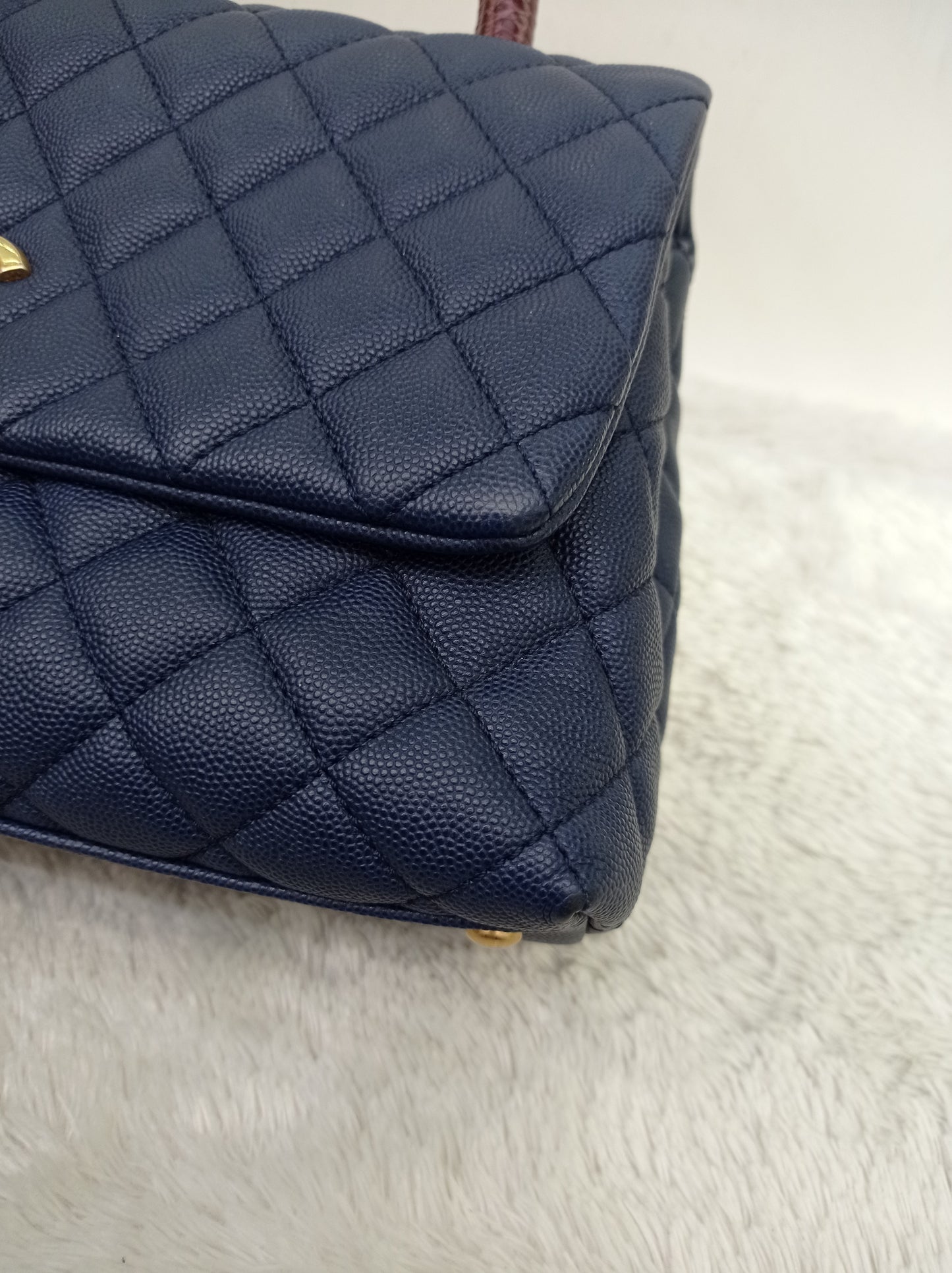 Chanel Coco Handle Medium Caviar Blue Handle Lizard GHW #24