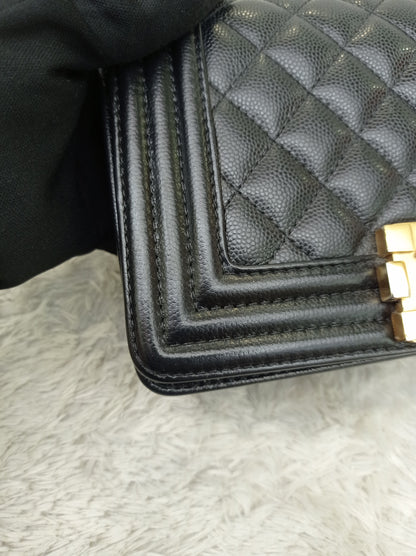 Chanel Boy 20 Caviar Black GHW #28