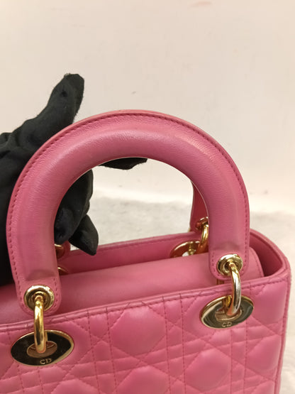 Lady Dior Small Lamb Fuchsia GHW 2018