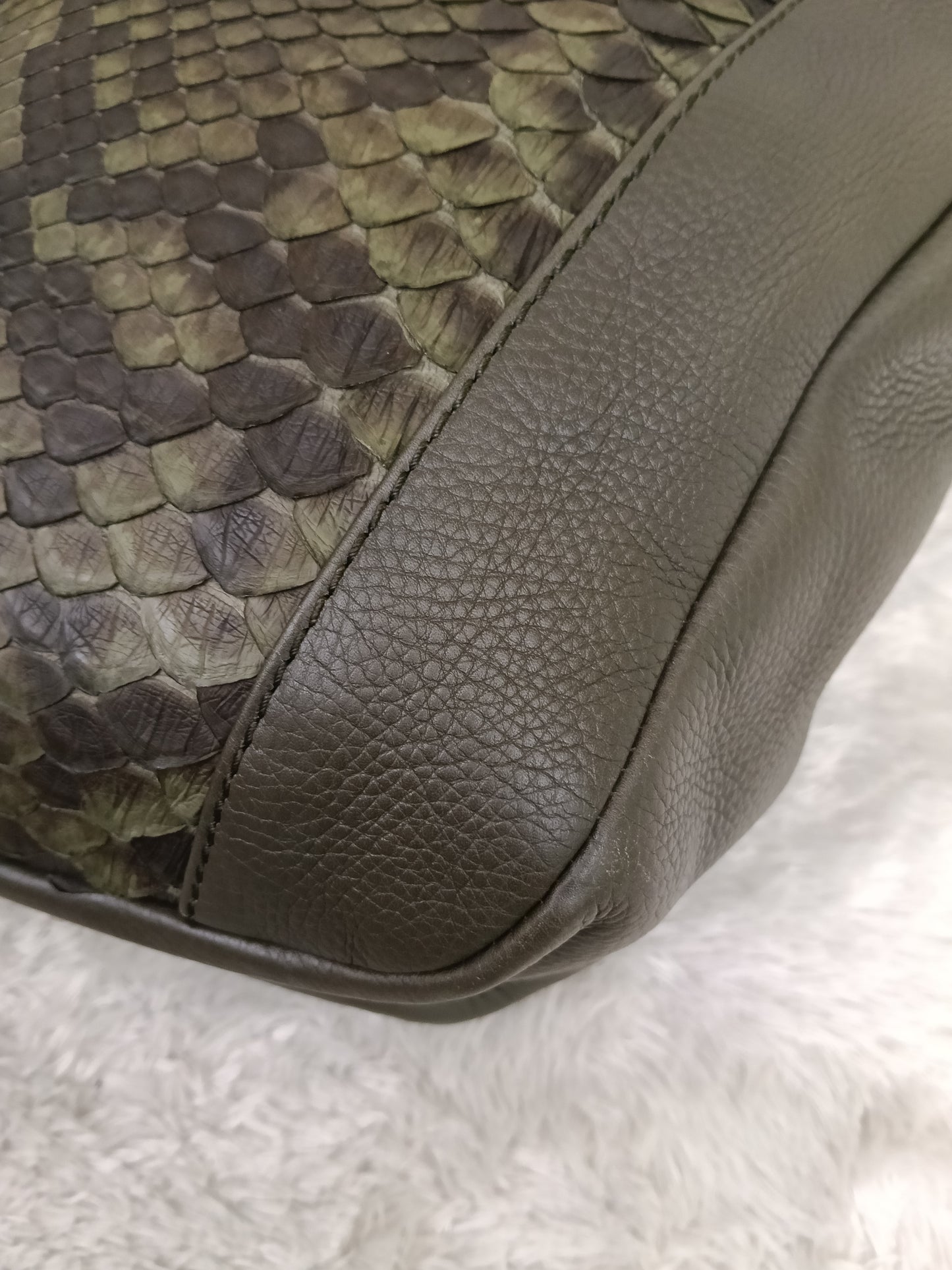 Gucci Tote Greenwich Medium Python Khaki GHW