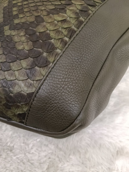 Gucci Tote Greenwich Medium Python Khaki GHW