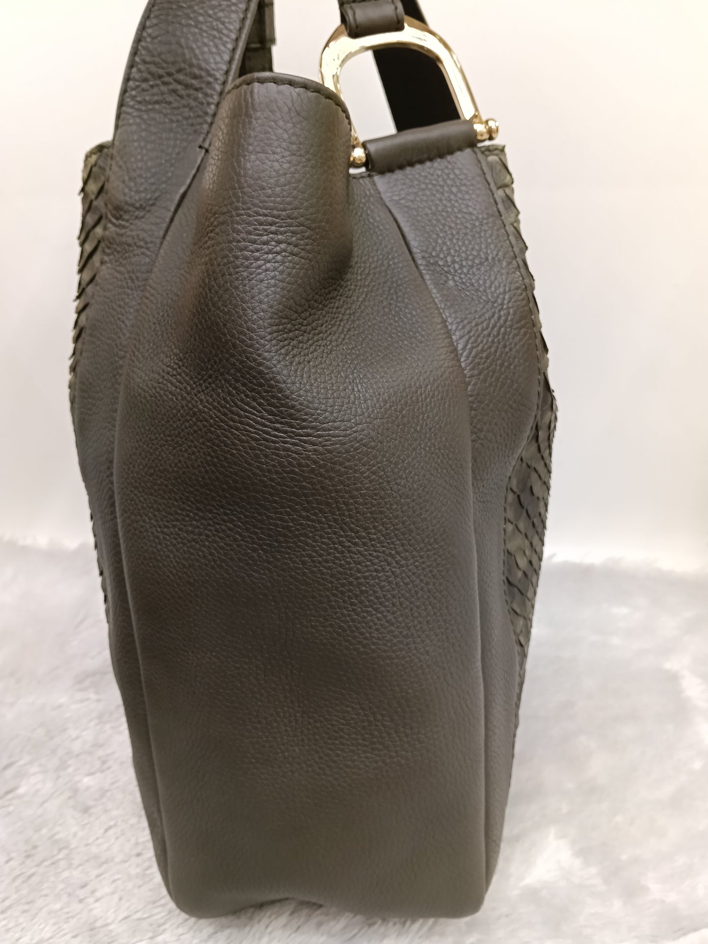 Gucci Tote Greenwich Medium Python Khaki GHW