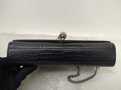 YsL Kate Tassel Medium Croco Embossed Black SHW 2018