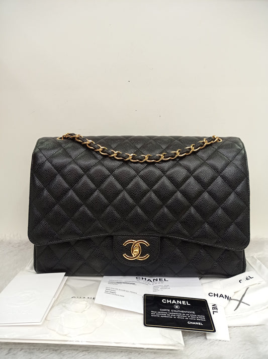 Chanel Maxi Caviar Black GHW DF #24