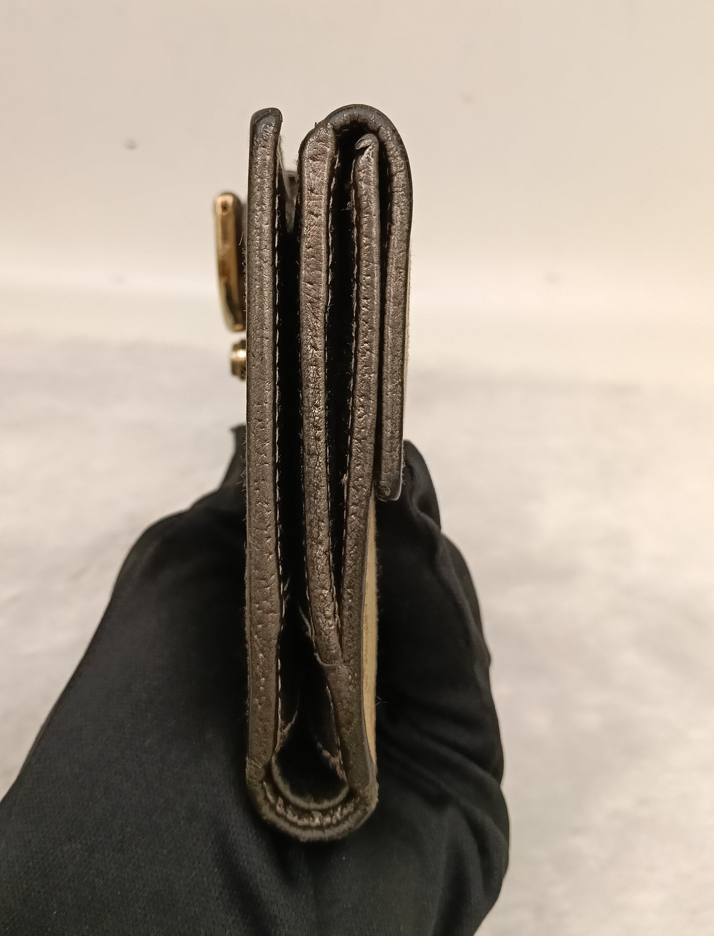 Gucci Wallet Continental D-Ring Canvas Beige Silver GHW 2007