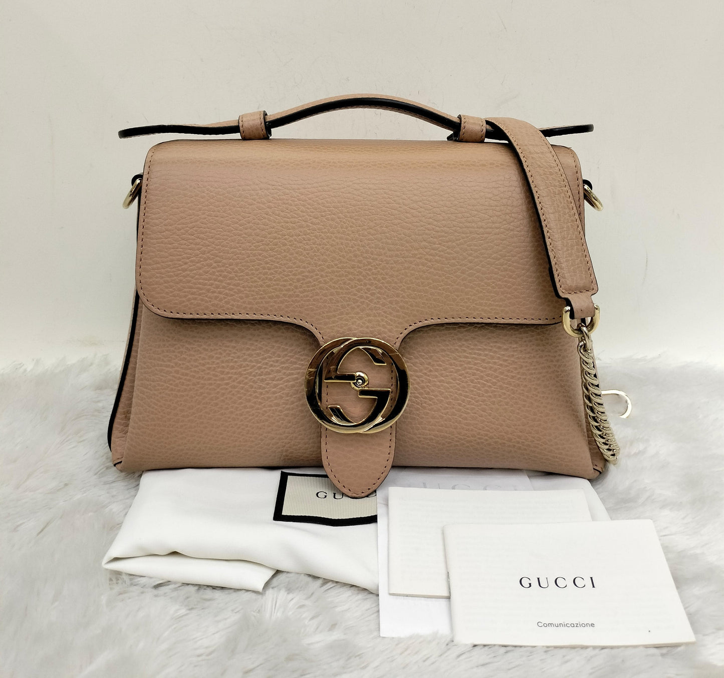 Gucci Interlocking Top Handle Beige GHW
