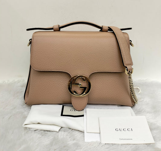 Gucci Interlocking Top Handle Beige GHW