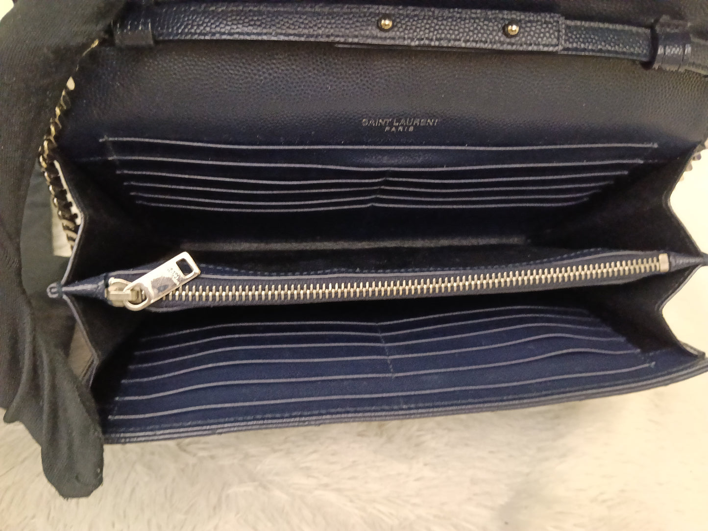 YsL WOC 22 Matelasse Monogramme Grained Navy SHW 2018