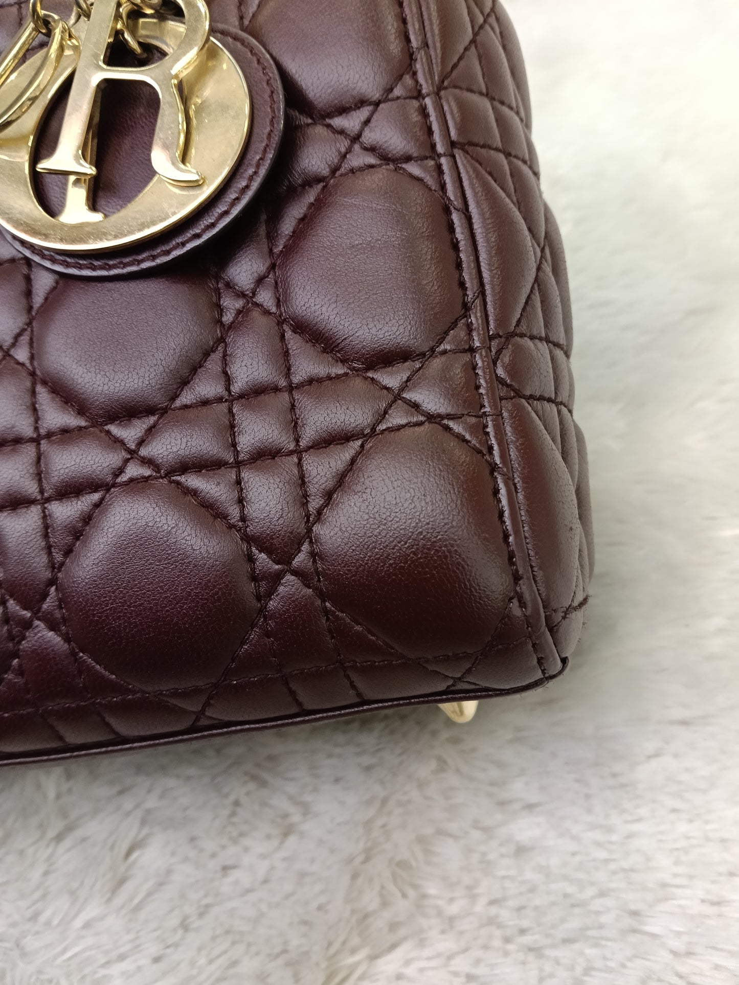 Lady Dior Small Lamb Bordeaux GHW 2018