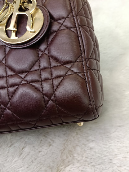 Lady Dior Small Lamb Bordeaux GHW 2018