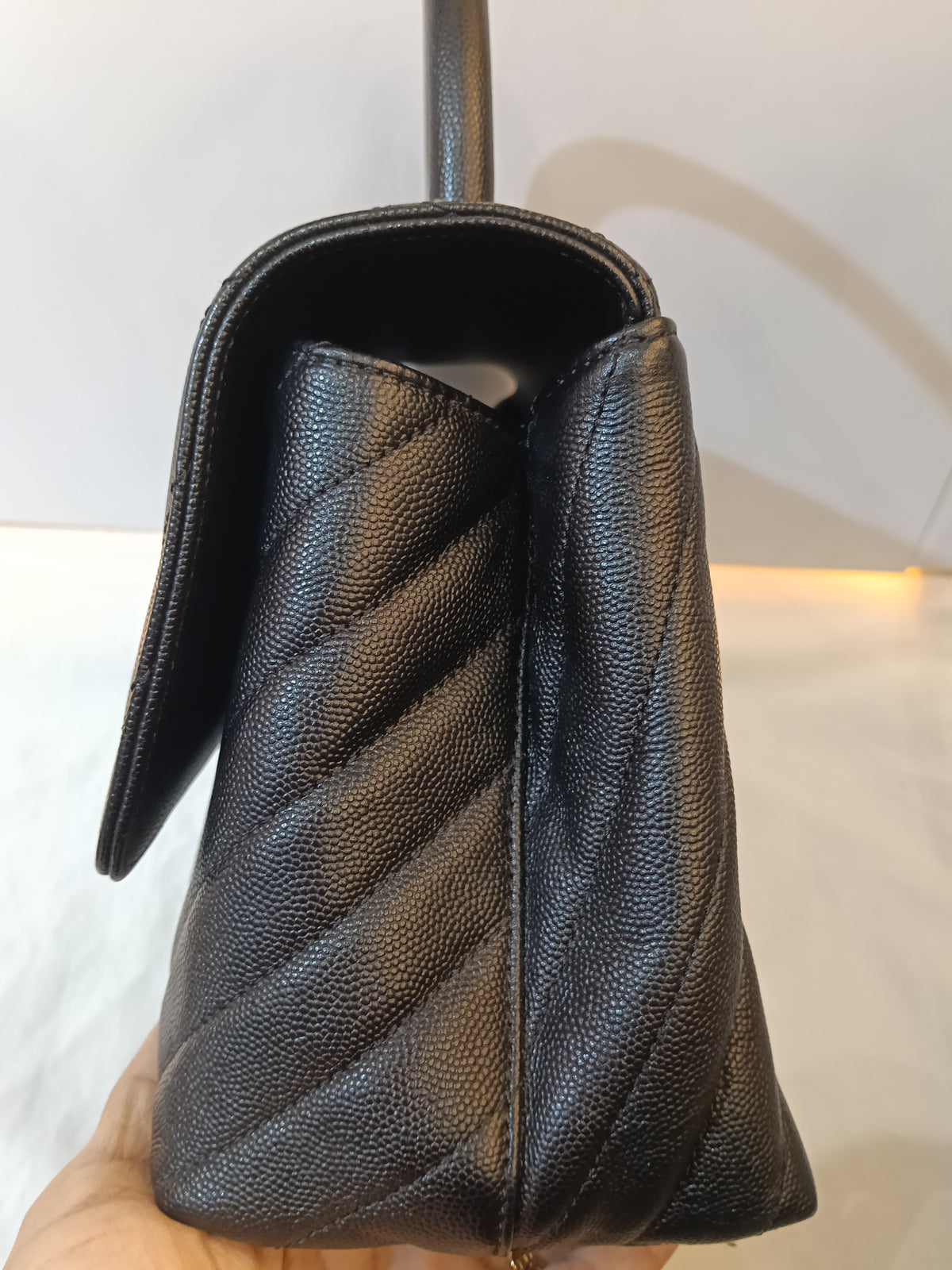 Chanel Coco Handle Medium Chevron Caviar Black GHW #26