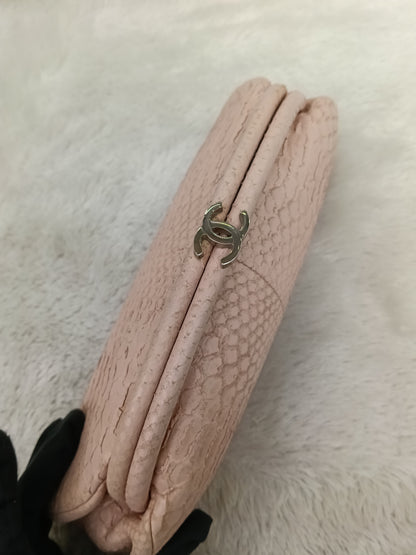 Chanel Timeless Clutch Python Pink Peach SHW #14