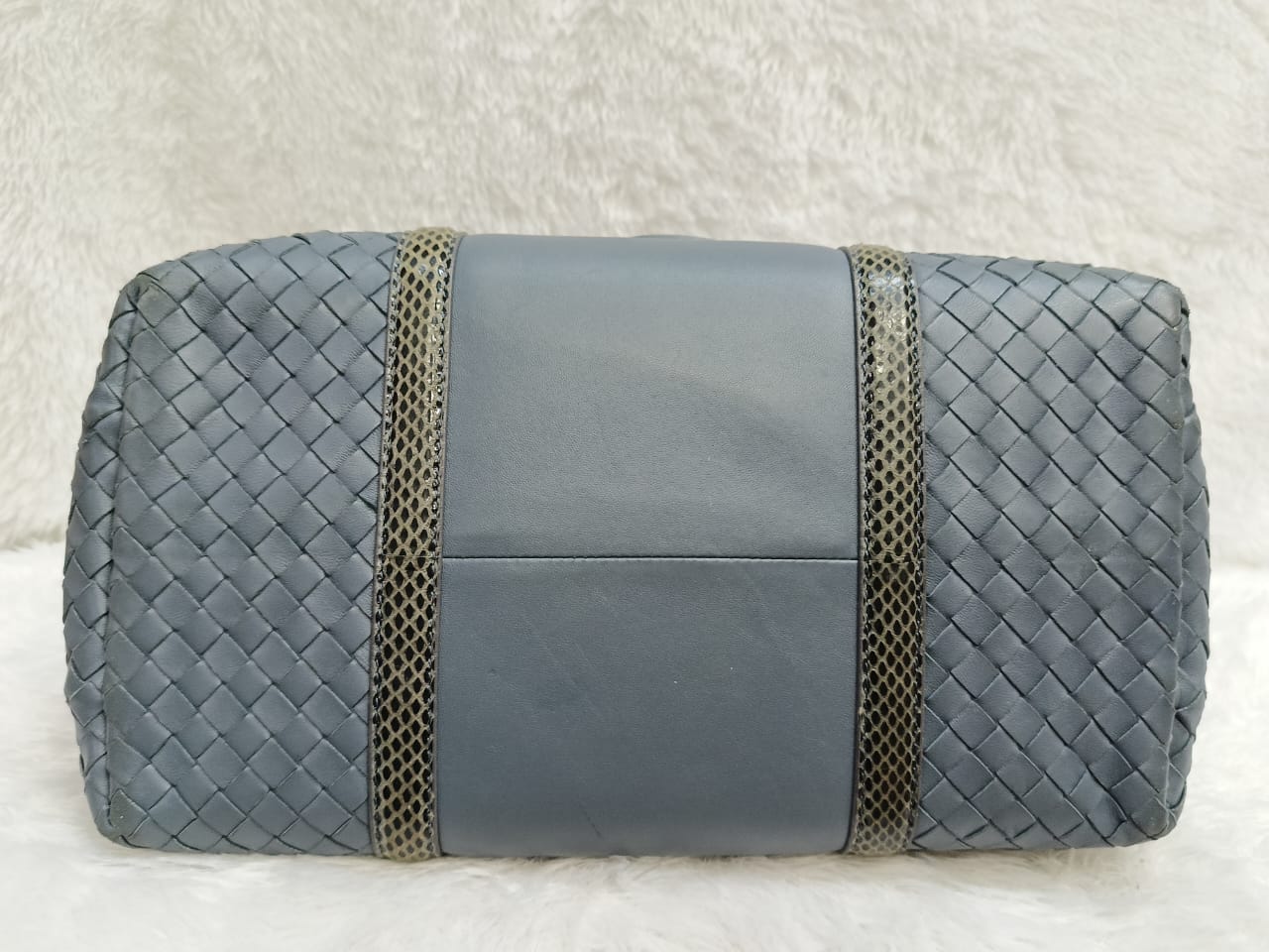 Bottega Veneta Rome Small Lizard Blue