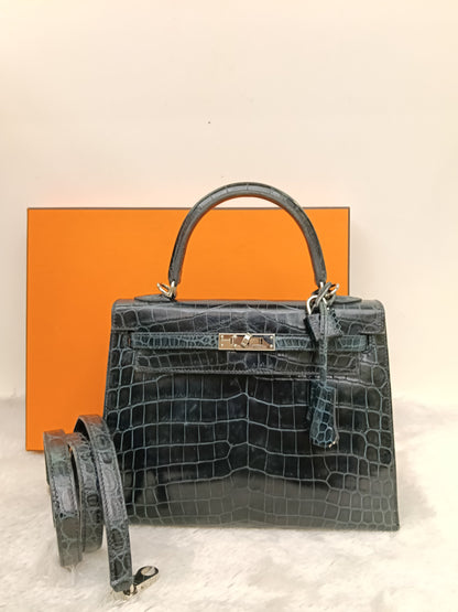 K25 Croco Niloticus Vert Rousseu PHW #B