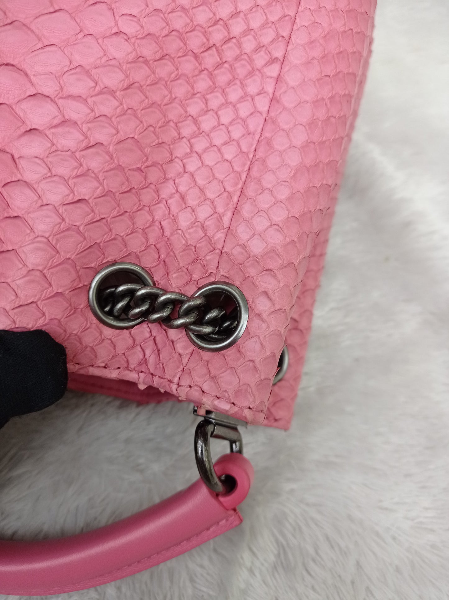 Chanel Urban Luxury Drawstring Backpack Python Pink RHW #22