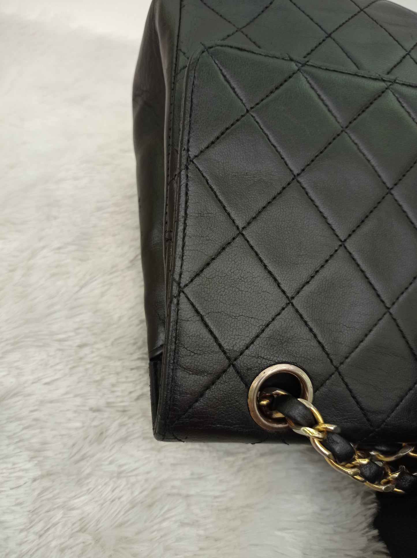 Chanel Medium Lamb Black Vintage GHW DF #0