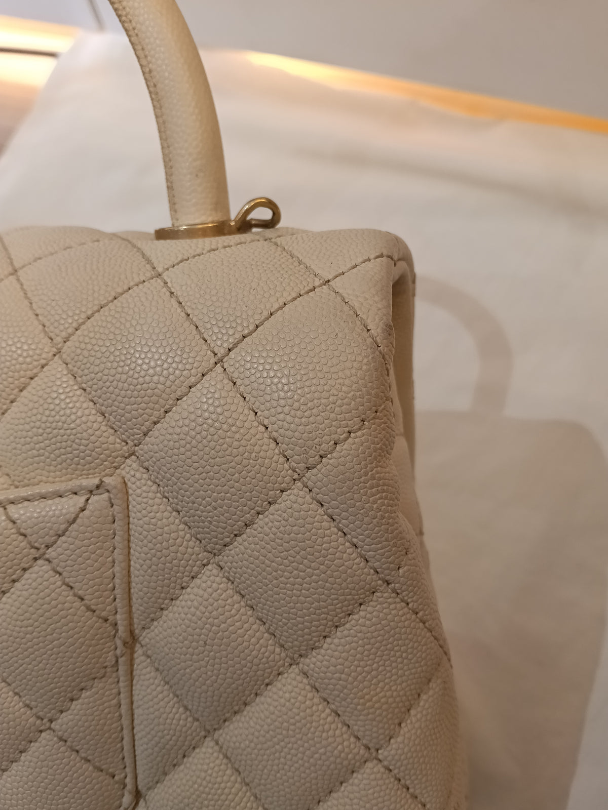 Chanel Coco Handle Medium Caviar Ivory GHW #24