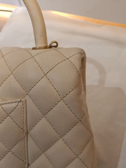 Chanel Coco Handle Medium Caviar Ivory GHW #24
