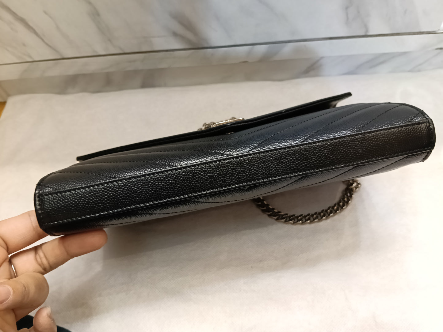 YsL WOC 22 Cassandre Chevron Grained Black SHW 2015