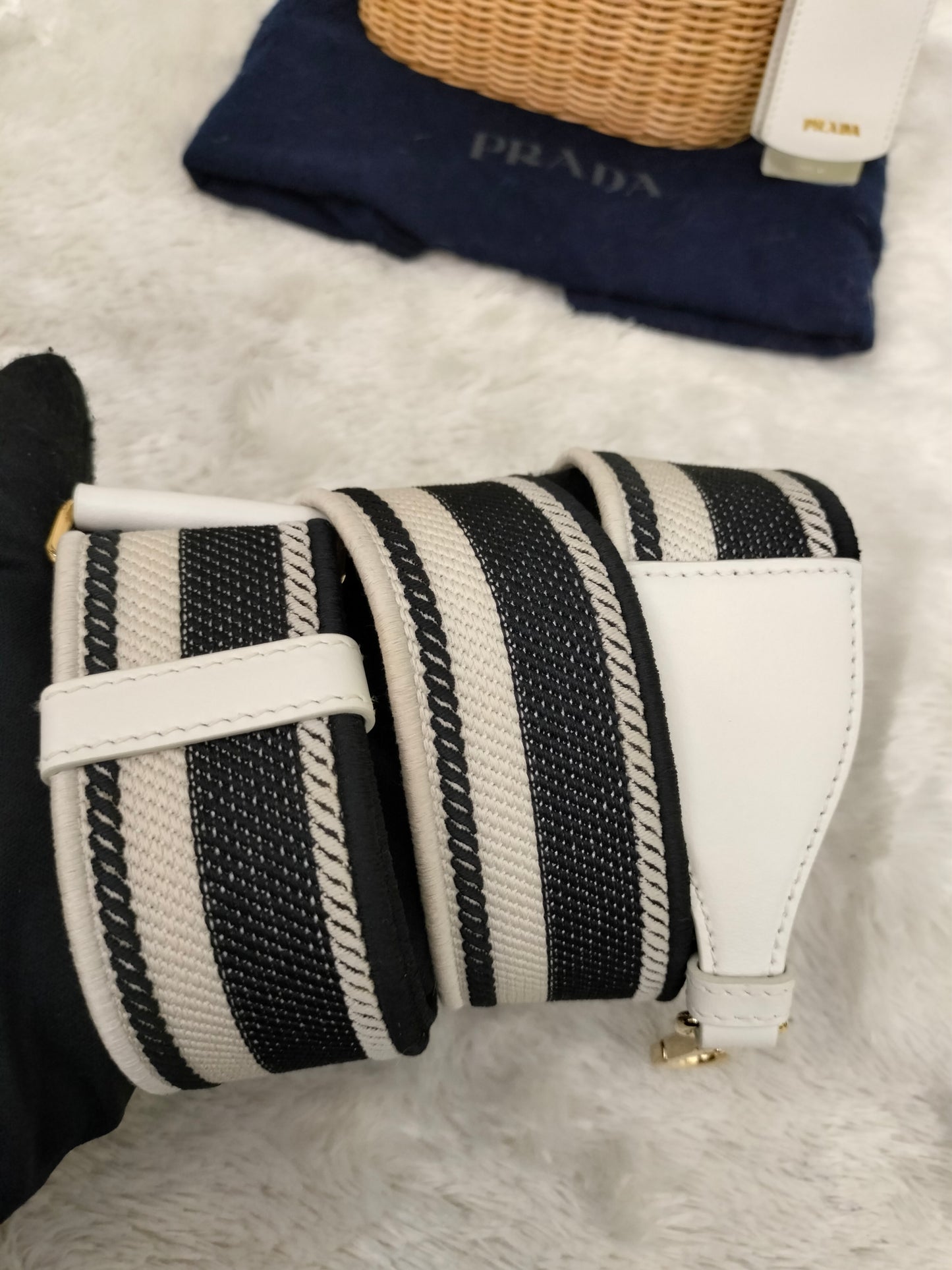 Prada Midollino Canapa Naturale Bianco GHW