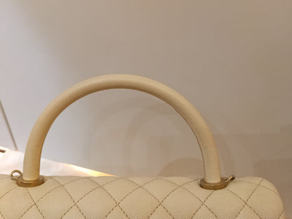 Chanel Coco Handle Medium Caviar Ivory GHW #24