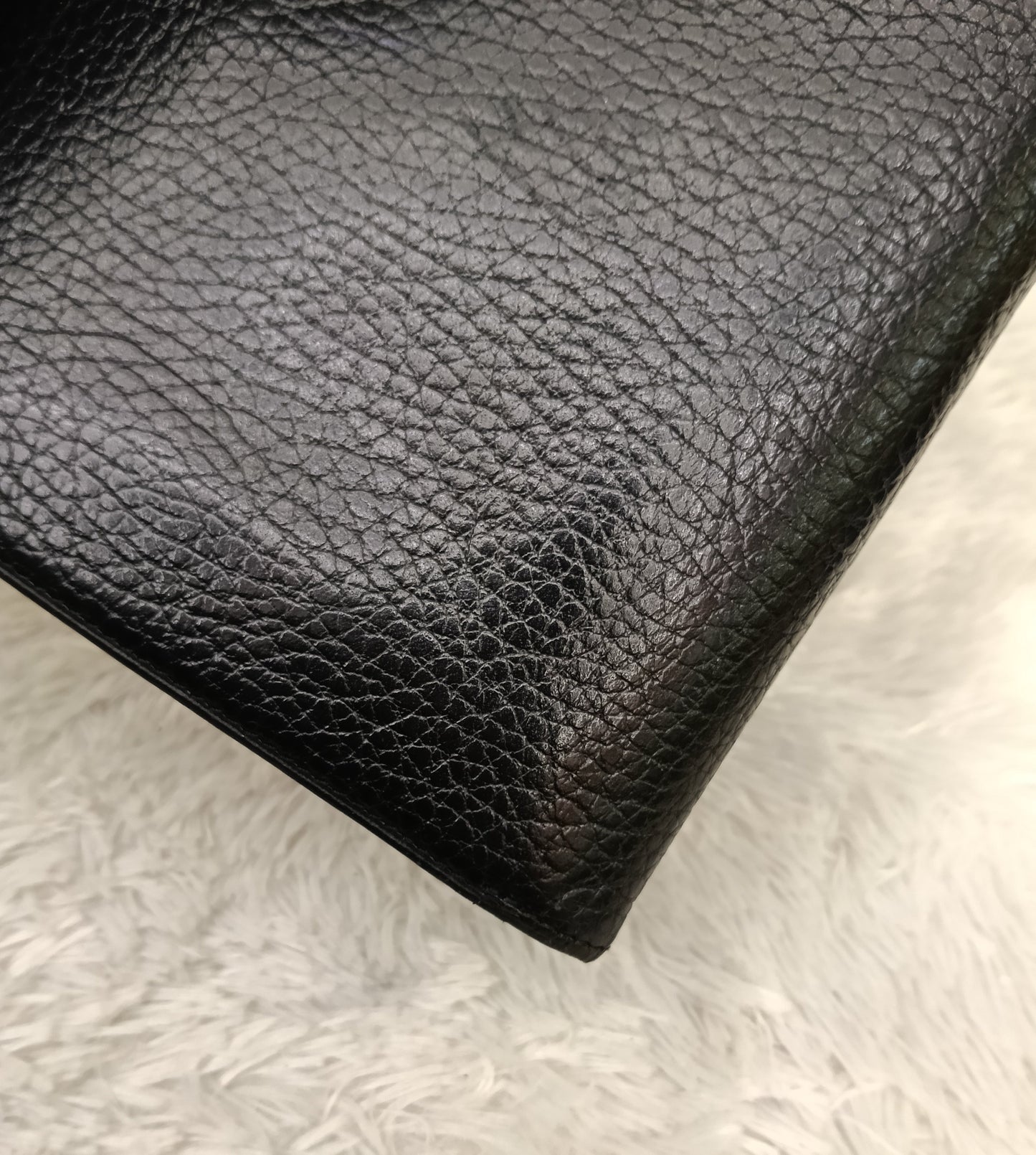 Gianni Versace Medusa Trifold Wallet Grained Black GHW
