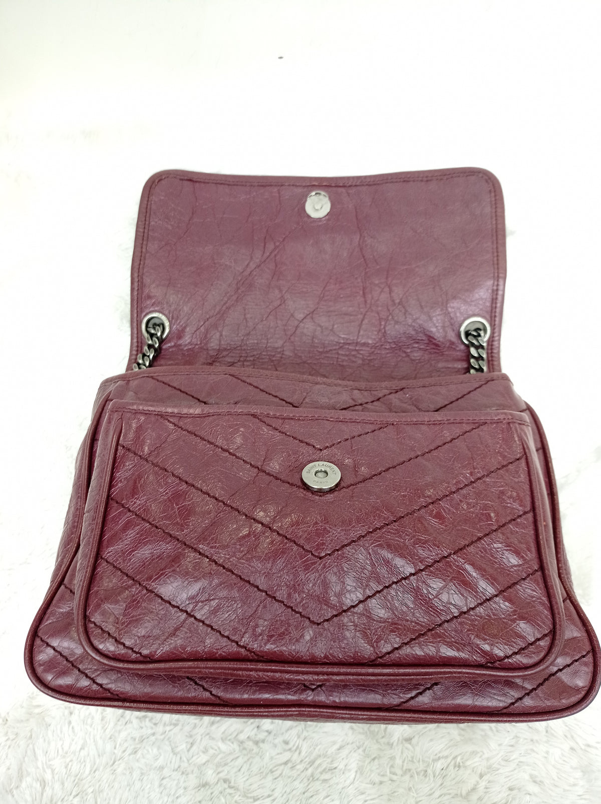 YsL Niki Medium Calfskin Burgundy RHW 2018