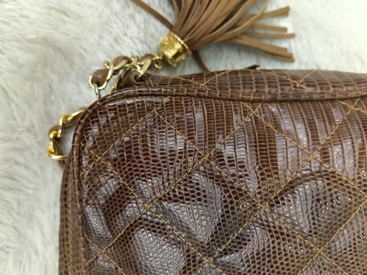 Chanel Camera Tassel Lizard Brown GHW #0