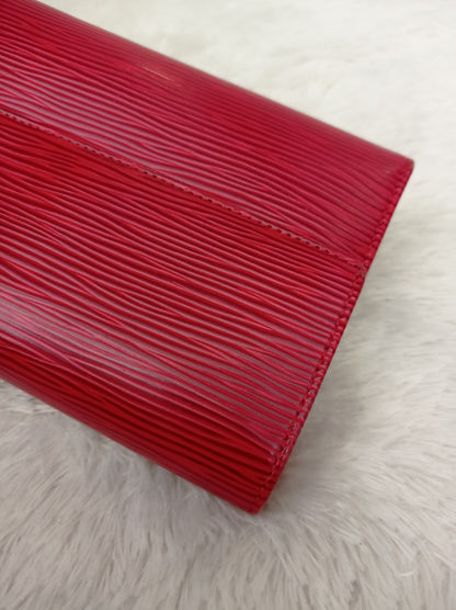 LV Portefeuille Tresor Etui Papiers Wallet Epi Red