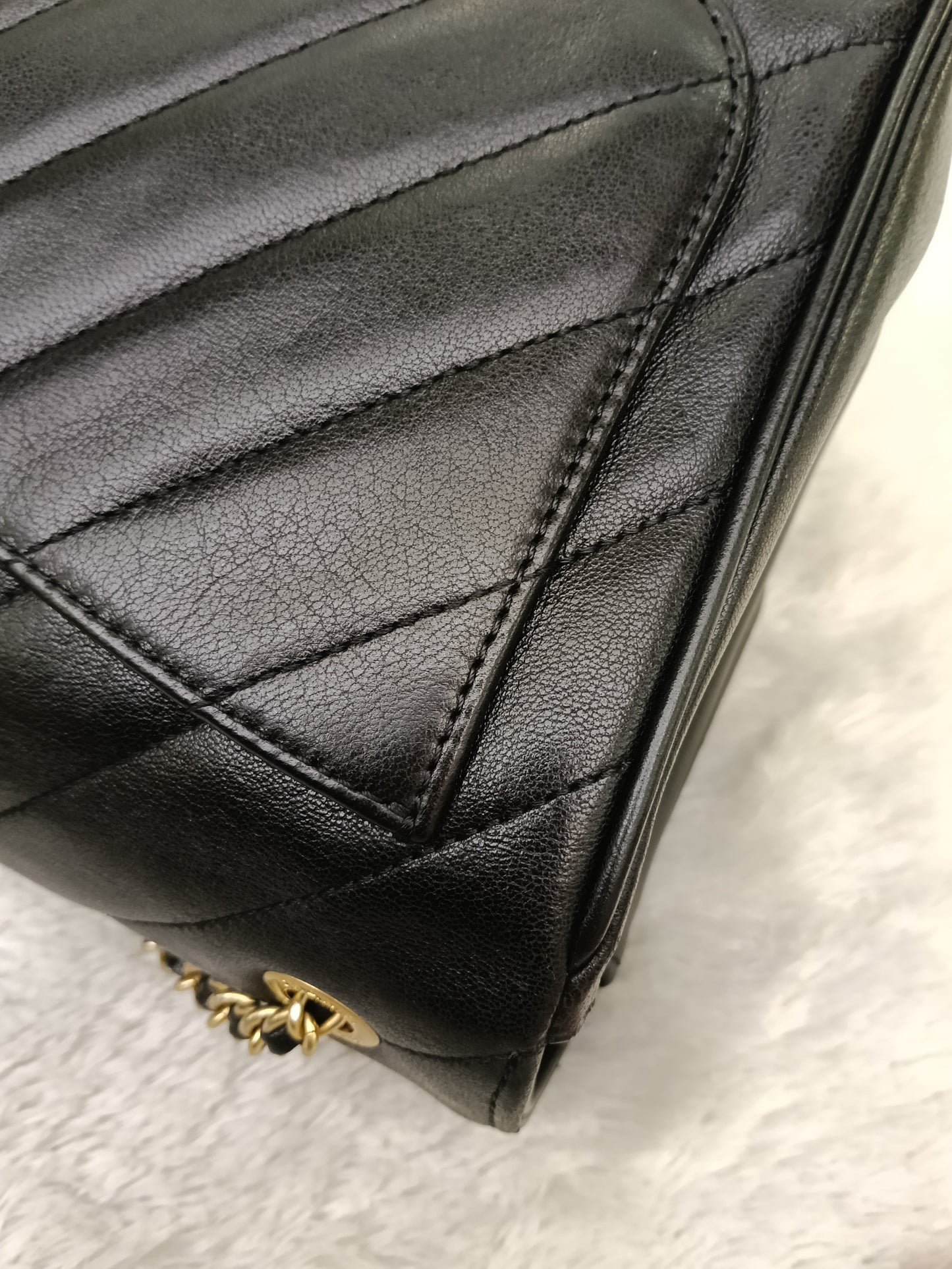 Chanel Jumbo Diagonal Flap Lamb Black GHW #21