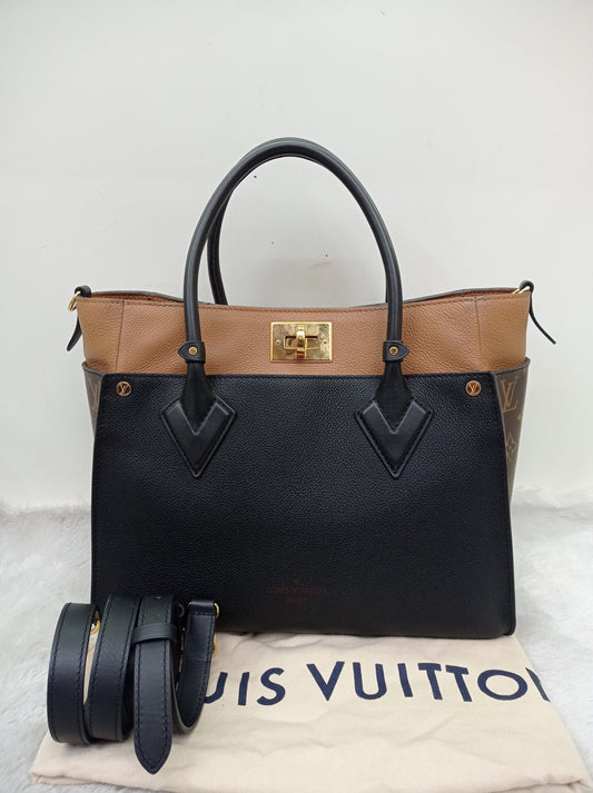 LV On My Side MM Monogram Taurillon Noir Brown 2019