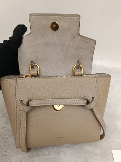 Celine Pico Belt Grained Light Taupe GHW 2020
