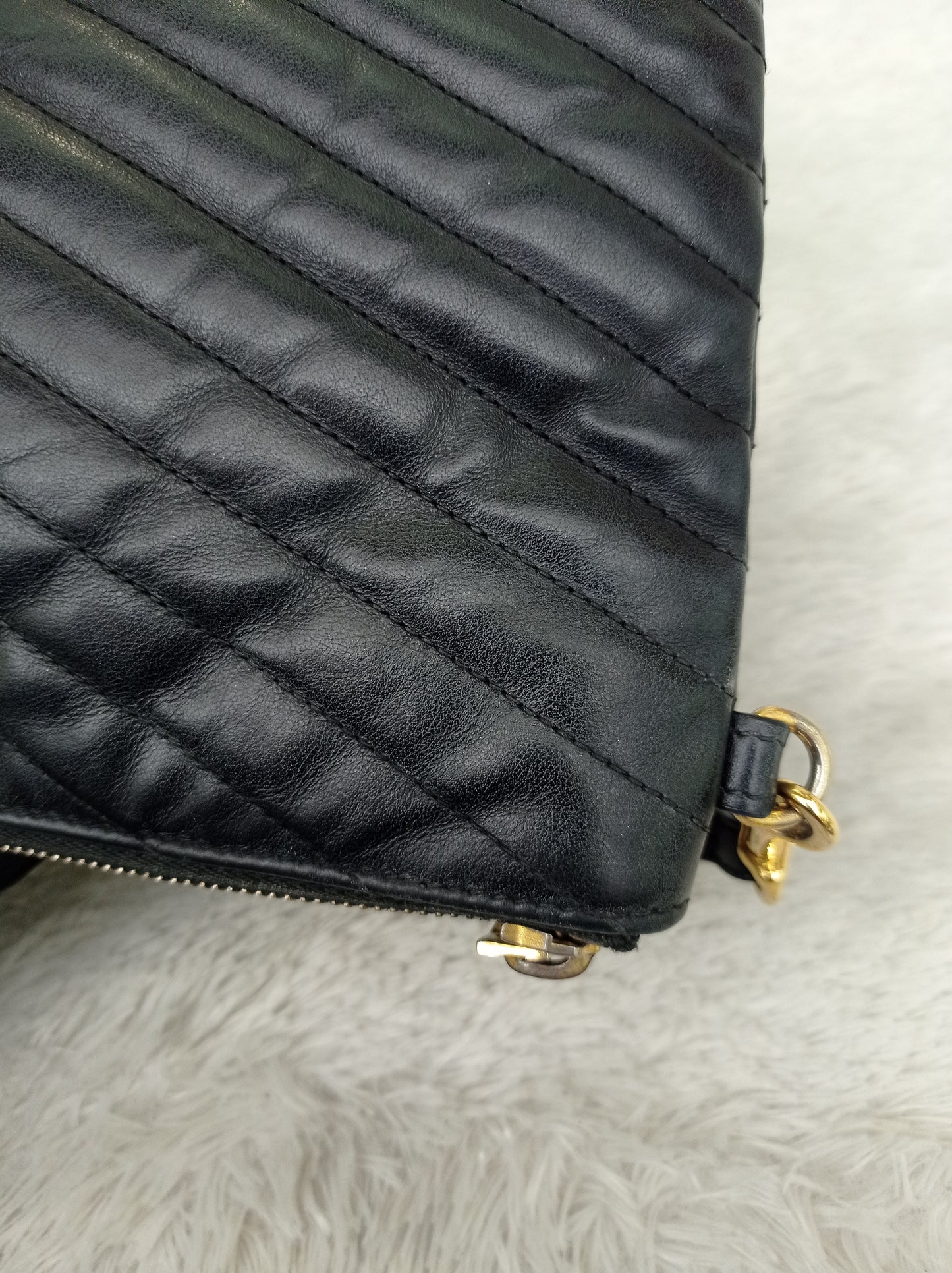 YsL Tablet Pouch Matelasse Monogram Cassandre Calfskin Black GHW 2016