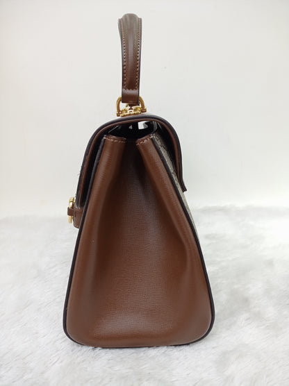 Gucci Top Handle Horsebit Medium Brown GHW