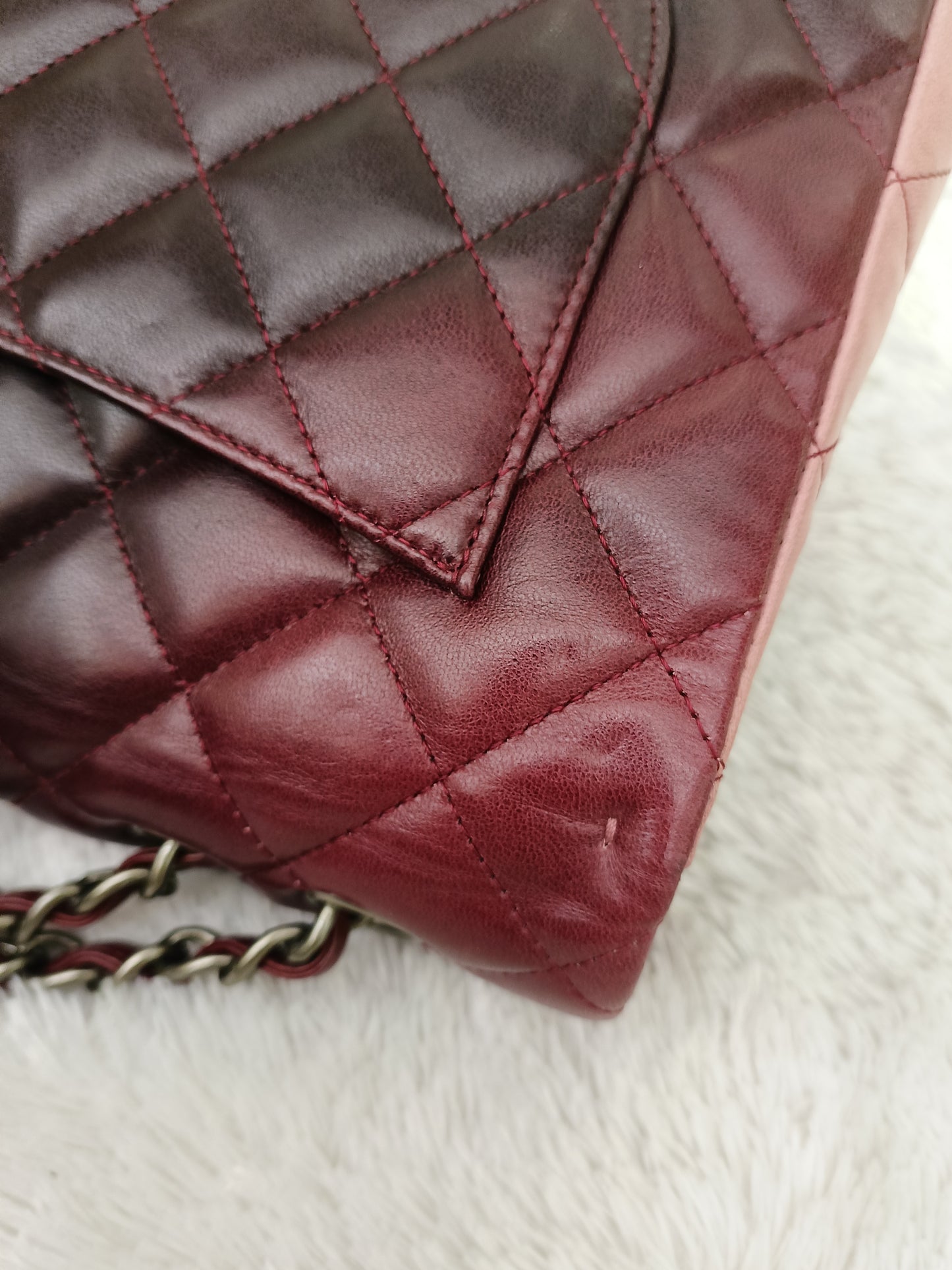 Chanel Jumbo Lamb Bordeaux Dark Red Ombre Pink RGHW SF #13