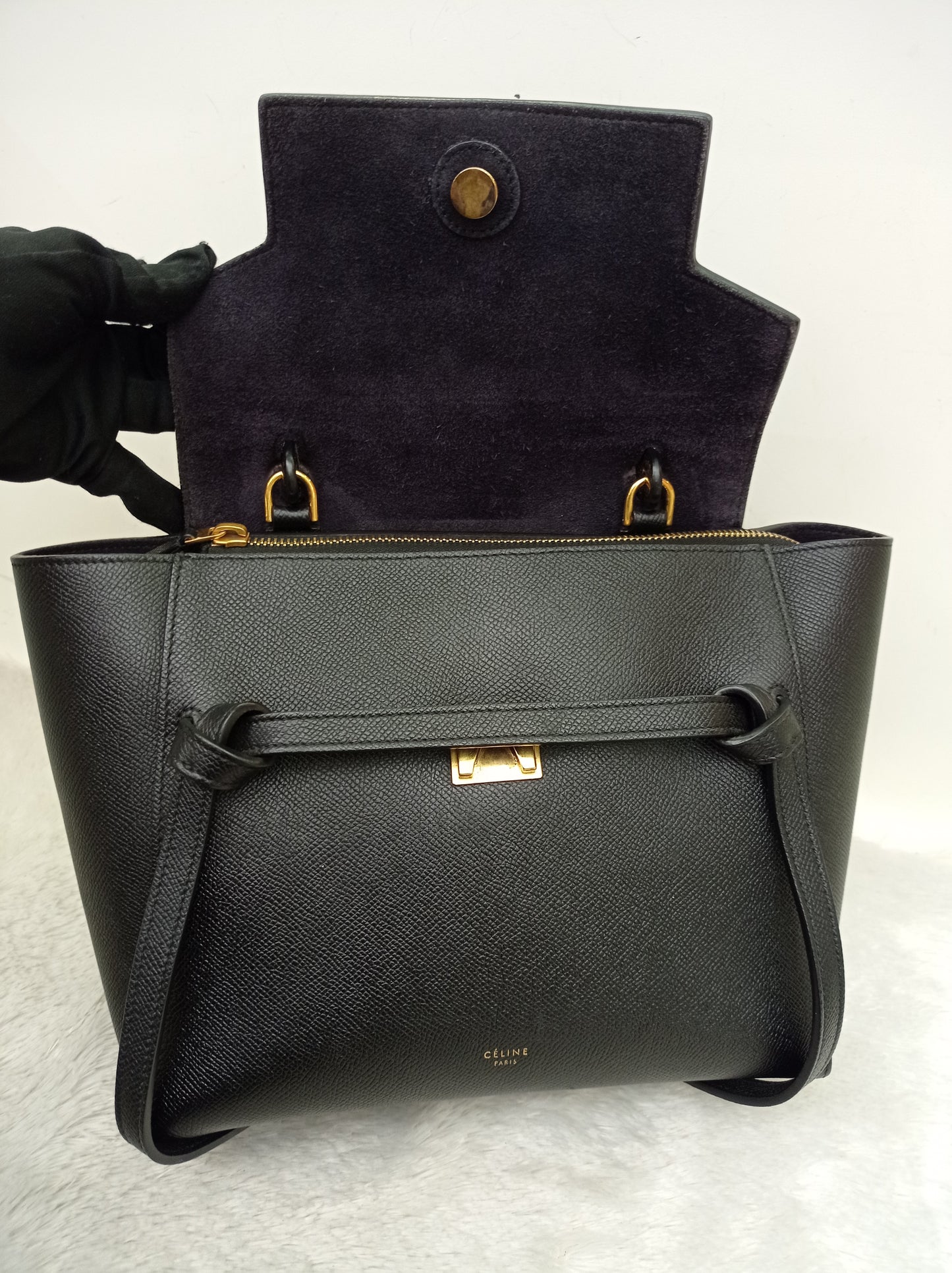 Celine Micro Belt Grained Black GHW 2017