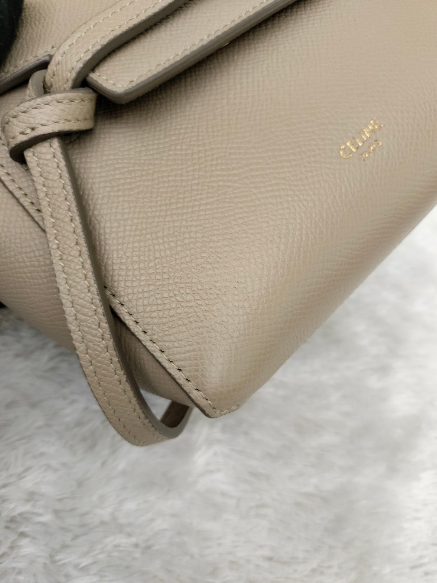 Celine Pico Belt Grained Taupe GHW 2021