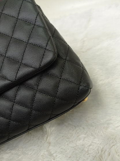 Chanel Coco Handle Medium Caviar Black Handle Lizard GHW #23