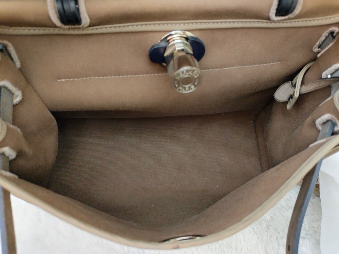 HB31 Zip Canvas Etoupe Flap Bleu Indigo PHW #C