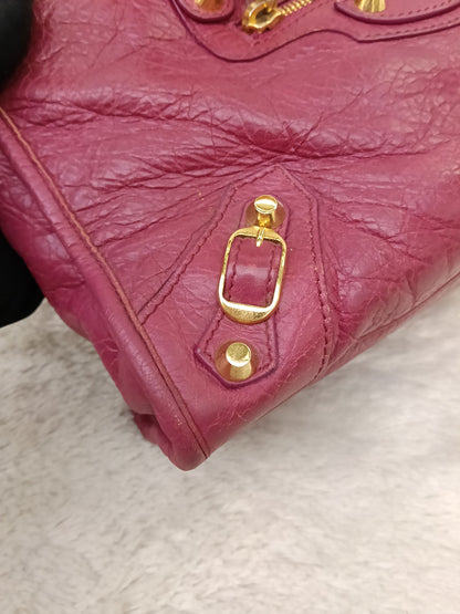 Balenciaga Small City Classic Burgundy GHW 2017