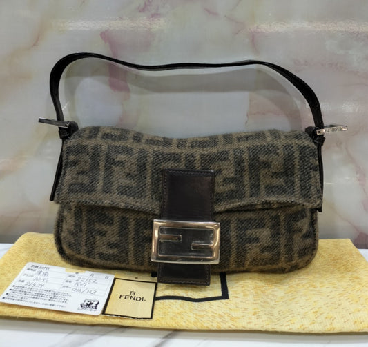 Fendi Zucca Baguette Wool Shoulder SHW