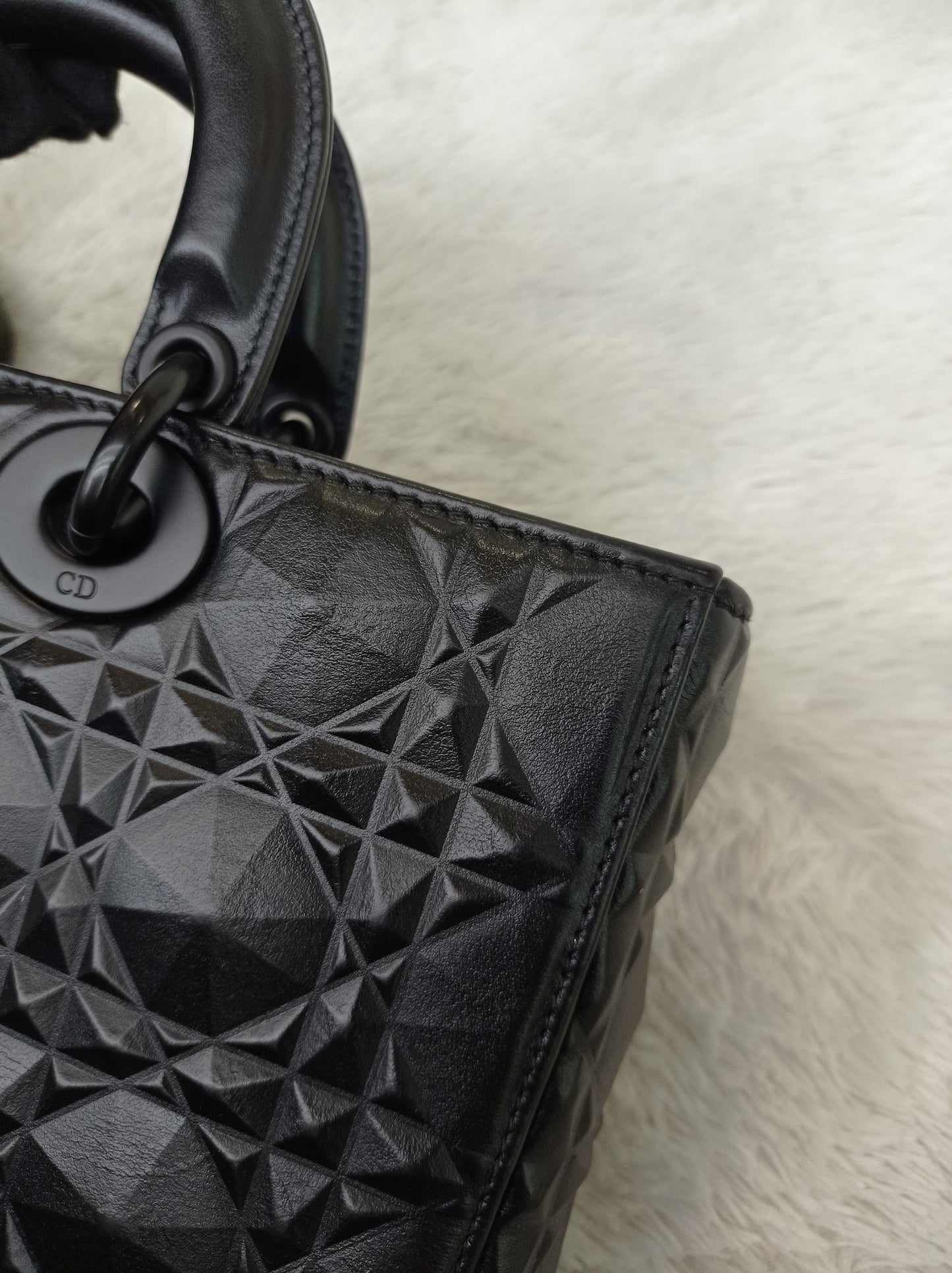 Dior Lady D'Joy Medium Cannage Diamond All Black 2022