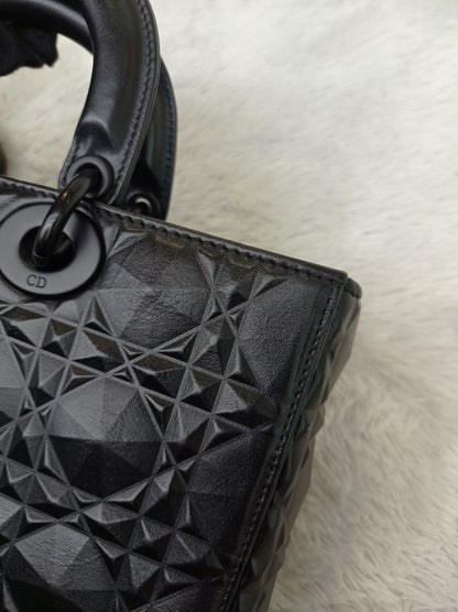 Dior Lady D'Joy Medium Cannage Diamond All Black 2022