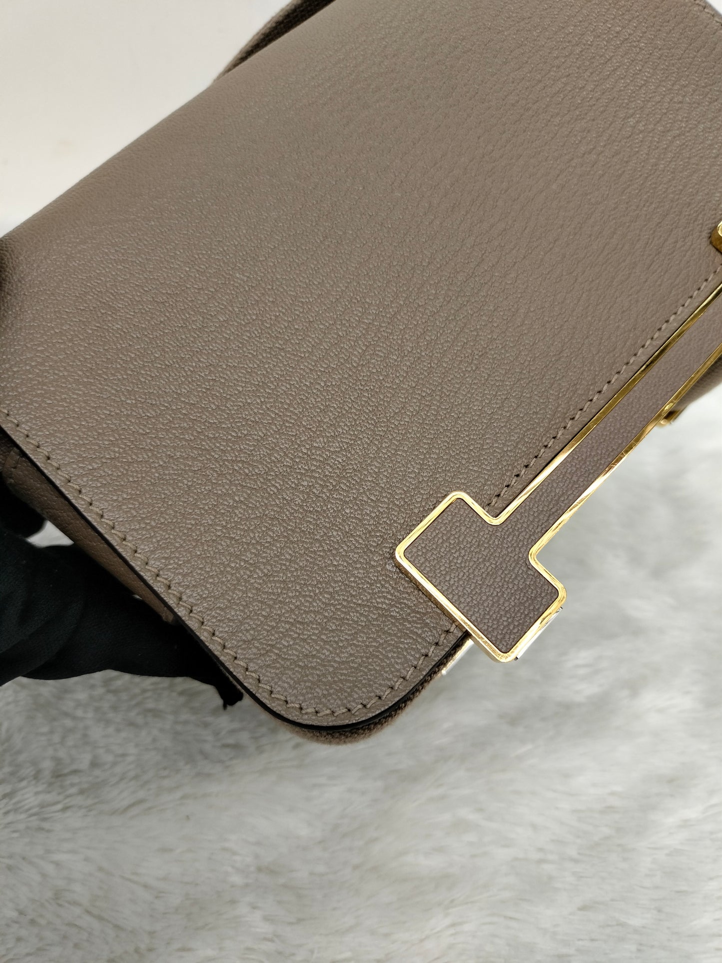 Hermes Geta Chevre Etoupe GHW #U